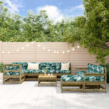 ARDEBO.de - 10-tlg. Garten-Lounge-Set mit Kissen Kiefernholz Imprägniert