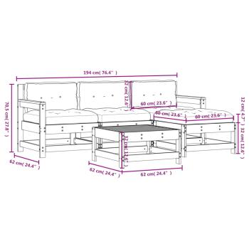5-tlg. Garten-Lounge-Set mit Kissen Imprägniertes Kiefernholz