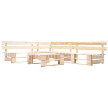 4-tlg. Paletten-Lounge-Set mit Kissen in Grau Holz
