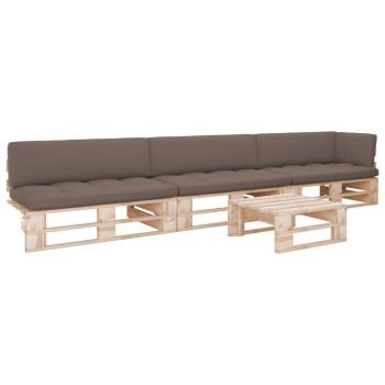 ARDEBO.de - 4-tlg. Paletten-Lounge-Set mit Kissen Imprägniertes Kiefernholz