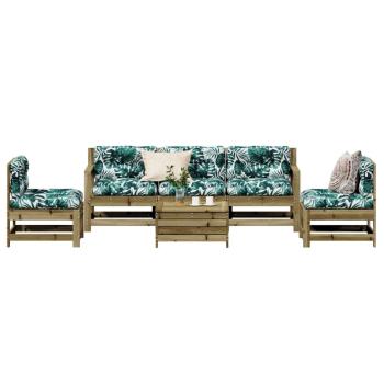 6-tlg. Garten-Lounge-Set mit Kissen Imprägniertes Kiefernholz
