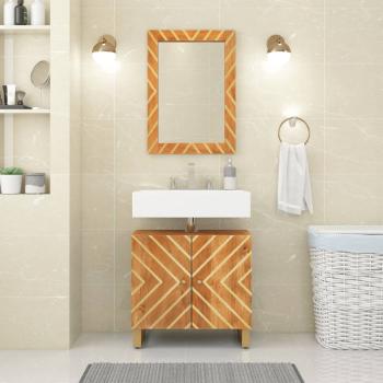 ARDEBO.de - 2-tlg. Badschrank-Set Braun und Schwarz Massivholz Mango