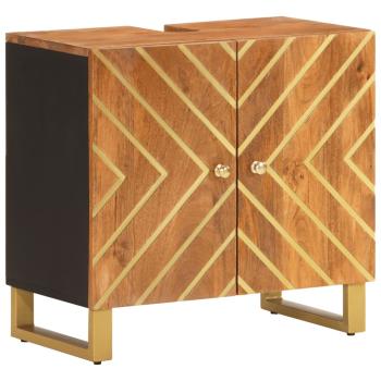 2-tlg. Badschrank-Set Braun und Schwarz Massivholz Mango