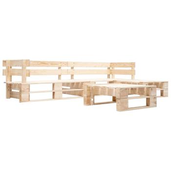 4-tlg. Paletten-Lounge-Set mit Kissen in Grau Holz