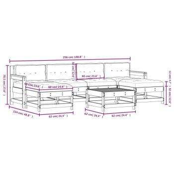 7-tlg. Garten-Lounge-Set mit Kissen Imprägniertes Kiefernholz