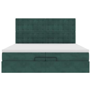 Ottoman-Bett mit Matratzen & LEDs Dunkelgrün 200x200 cm Samt