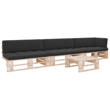 ARDEBO.de - 4-tlg. Paletten-Lounge-Set mit Kissen Imprägniertes Kiefernholz