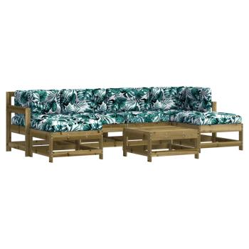 7-tlg. Garten-Lounge-Set mit Kissen Imprägniertes Kiefernholz