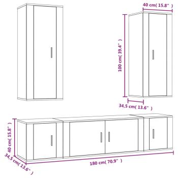 ARDEBO.de - 5-tlg. TV-Schrank-Set Weiß Holzwerkstoff