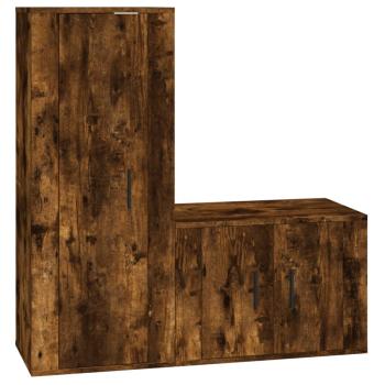 ARDEBO.de - 2-tlg. TV-Schrank-Set Räuchereiche Holzwerkstoff