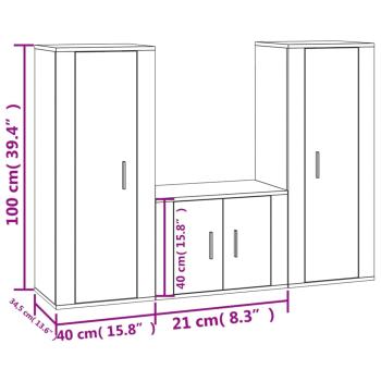 3-tlg. TV-Schrank-Set Grau Sonoma Holzwerkstoff