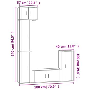 5-tlg. TV-Schrank-Set Räuchereiche Holzwerkstoff