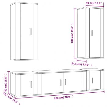 5-tlg. TV-Schrank-Set Räuchereiche Holzwerkstoff