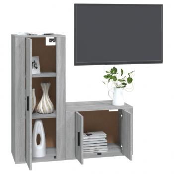 ARDEBO.de - 2-tlg. TV-Schrank-Set Grau Sonoma Holzwerkstoff