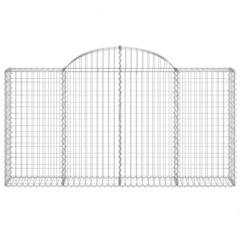 Gabionen mit Hochbogen 13Stk. 200x30x100/120cm Verzinktes Eisen