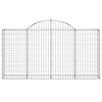 Gabionen mit Hochbogen 18Stk. 200x30x100/120cm Verzinktes Eisen