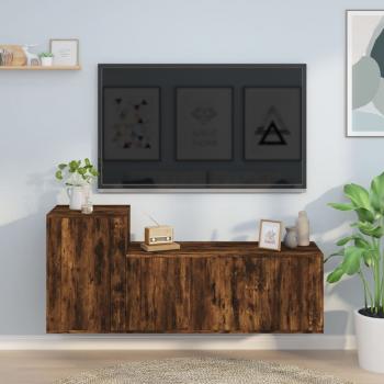 ARDEBO.de - 2-tlg. TV-Schrank-Set Räuchereiche Holzwerkstoff