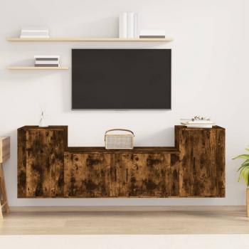 ARDEBO.de - 3-tlg. TV-Schrank-Set Räuchereiche Holzwerkstoff
