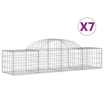 Gabionen mit Hochbogen 7 Stk. 200x50x40/60 cm Verzinktes Eisen