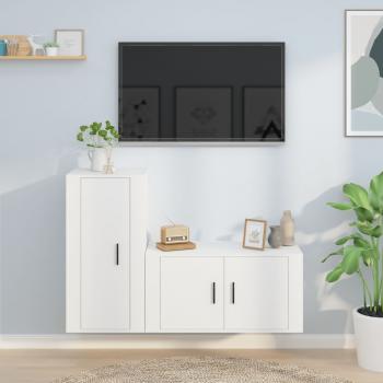 ARDEBO.de - 2-tlg. TV-Schrank-Set Weiß Holzwerkstoff