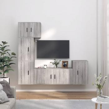ARDEBO.de - 5-tlg. TV-Schrank-Set Grau Sonoma Holzwerkstoff