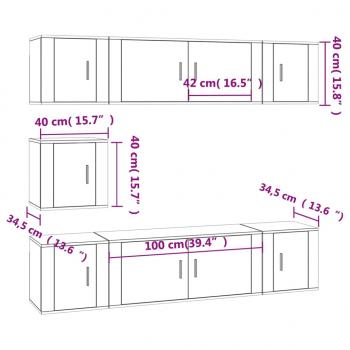 7-tlg. TV-Schrank-Set Grau Sonoma Holzwerkstoff