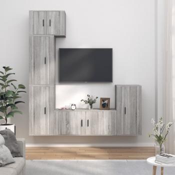 ARDEBO.de - 5-tlg. TV-Schrank-Set Grau Sonoma Holzwerkstoff