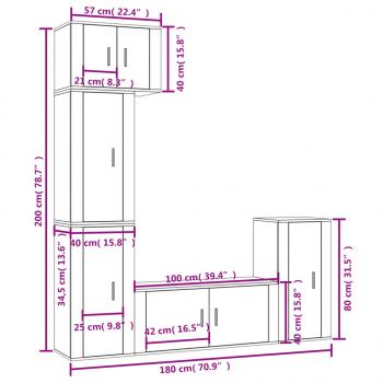 5-tlg. TV-Schrank-Set Grau Sonoma Holzwerkstoff