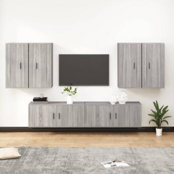 ARDEBO.de - 6-tlg. TV-Schrank-Set Grau Sonoma Holzwerkstoff
