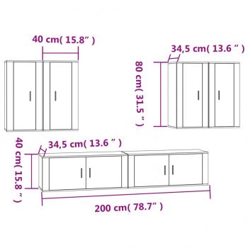 6-tlg. TV-Schrank-Set Grau Sonoma Holzwerkstoff