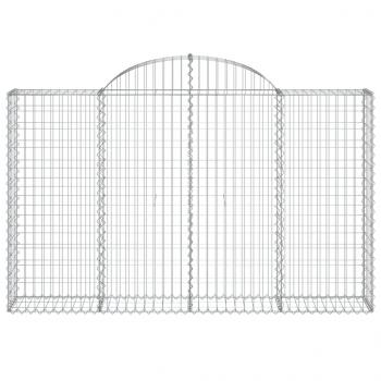 Gabionen mit Hochbogen 3 Stk. 200x30x120/140cm Verzinktes Eisen