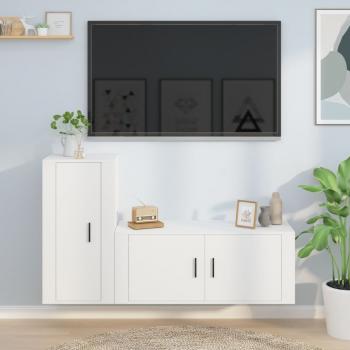ARDEBO.de - 2-tlg. TV-Schrank-Set Weiß Holzwerkstoff