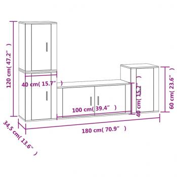 4-tlg. TV-Schrank-Set Betongrau Holzwerkstoff