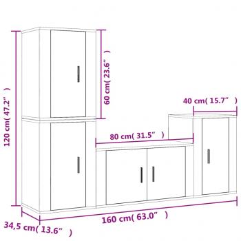 4-tlg. TV-Schrank-Set Grau Sonoma Holzwerkstoff