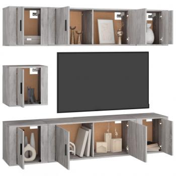 7-tlg. TV-Schrank-Set Betongrau Holzwerkstoff
