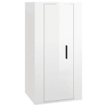 ARDEBO.de - 6-tlg. TV-Schrank-Set Hochglanz-Weiß Holzwerkstoff