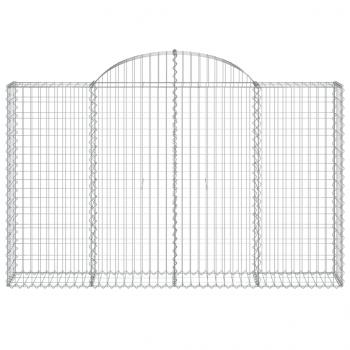 Gabionen mit Hochbogen 4 Stk. 200x30x120/140cm Verzinktes Eisen