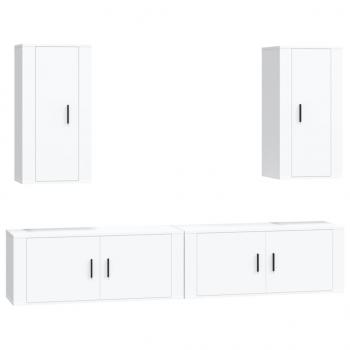 4-tlg. TV-Schrank-Set Weiß Holzwerkstoff