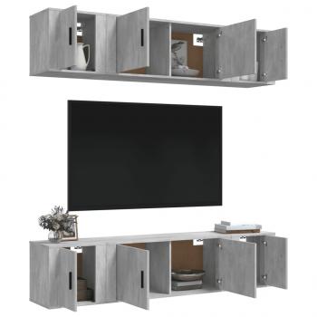6-tlg. TV-Schrank-Set Betongrau Holzwerkstoff