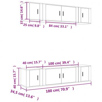 6-tlg. TV-Schrank-Set Betongrau Holzwerkstoff