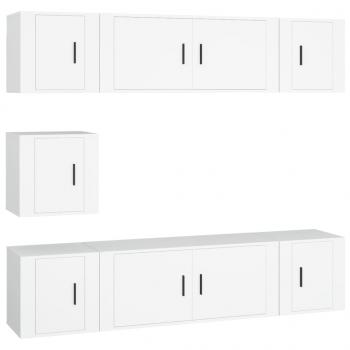 7-tlg. TV-Schrank-Set Weiß Holzwerkstoff