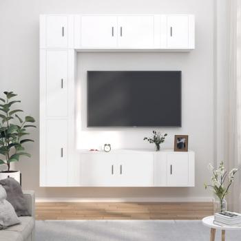 ARDEBO.de - 7-tlg. TV-Schrank-Set Weiß Holzwerkstoff