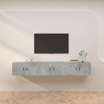 ARDEBO.de - TV-Wandschränke 3 Stk. Betongrau 80x34,5x40 cm