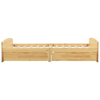 Massivholzbett mit 2 Schubladen Kiefernholz 90x200 cm