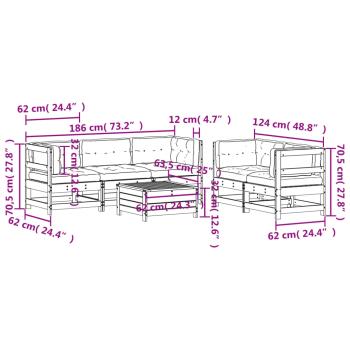 6-tlg. Garten-Lounge-Set mit Kissen Massivholz Douglasie