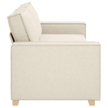 ARDEBO.de - Sofa Stuhl Leinen 59 cm Beige Stoff und Holz 3-Sitzer Sofa