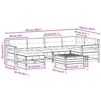 7-tlg. Garten-Lounge-Set mit Kissen Imprägniertes Kiefernholz