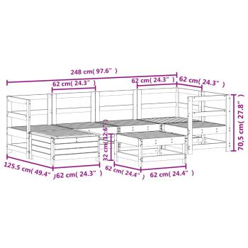 7-tlg. Garten-Sofagarnitur Kiefernholz Imprägniert