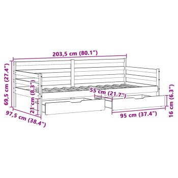 Tagesbett mit Schubladen Weiß 90x200 cm Kiefernholz