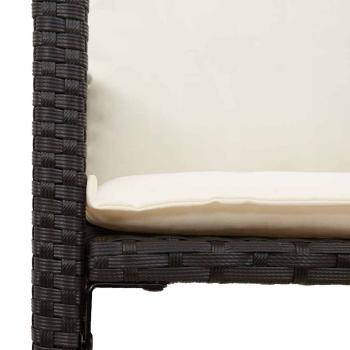 3-tlg. Gartenbar-Set mit Kissen Schwarz Poly Rattan Akazie